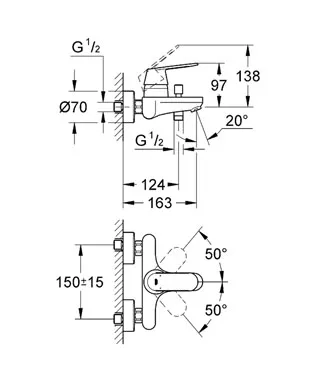 EUROSMART Cosmo-змішувач на ванну GROHE 32831000 — Photo 1