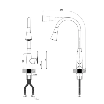 Змішувач для кухні Mixxus Premium Matis 011-T (NUT) Refl.Gray (Колір хром+силік.вилив сірий) (MI8267) — Photo 5