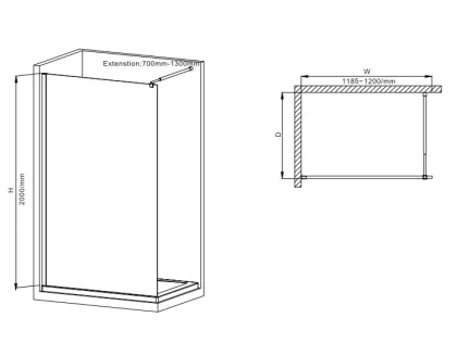 Душова перегородка Mixxus Premium FLAT SP01-120x200-TR Chrome Walk-In прозоре скло 8мм (MI6852) — Photo 3