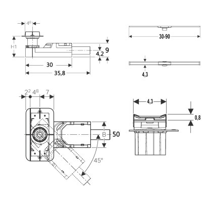 Комплект Geberit CleanLine, висота стяжки 90-200мм — Photo 1