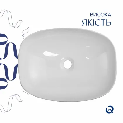 Раковина накладна Qtap Robin 500х380х140 мм, Marble, прямокутна, з донним клапаном QT04116302MR — Photo 3