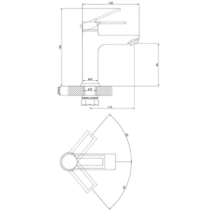 Змішувач для умивальника ZERIX NEL1-125 (ZX5979)