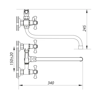 Змішувач для ванни ZERIX DMX 605 з полнооборотной кран буксой (ZX2958) — Photo 1