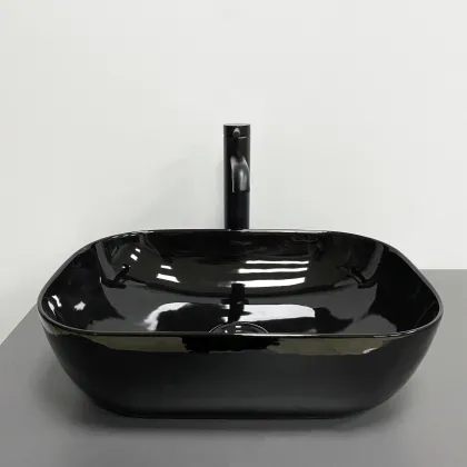 Умивальник (раковина) VBI RAVENNA BLACK GLOSSY накладний — Photo 2