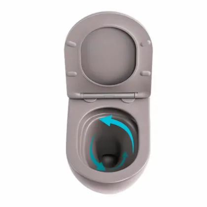 Унітаз підвісний Robin Ultra Quiet 490×365×325 мм, Stone Grey, з сидінням Slim Duroplast / Soft-close / Quick Release QT13332381АSSG Qtap — Photo 5