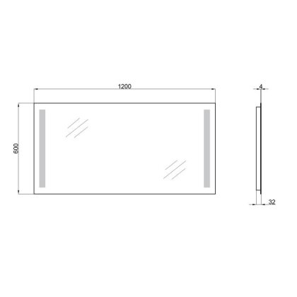 Дзеркало Qtap Mideya New 1200х600 з LED-підсвічуванням QT20783502W — Photo 1