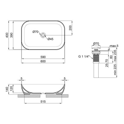 Раковина-чаша Qtap Robin 610x400x145 White з донним клапаном QT13112143PW — Photo 1