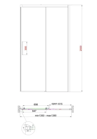Двері в нішу Koer SR SD05-140x200-TR-01 прозоре скло Easy Clean 6мм, хром (KR5406) — Photo 17