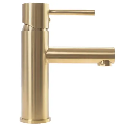 Змішувач для раковини (умивальника) REA TESS BRUSHED GOLD золотий матовий низький — Photo 3