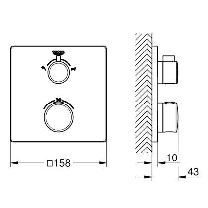 Grohtherm Термостат для душу з перемикачем на 2 положення ванна/душ — Photo 1