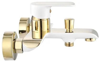 Змішувач для ванни та душу REA BLOOM WHITE GOLD настінний з виливом — Photo 3