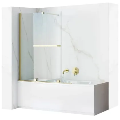 Шторка для ванни REA FABIAN 100 BRUSHED GOLD розсувна