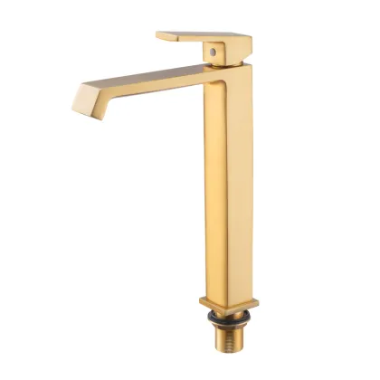 Змішувач для умивальника Haiba GAUDI 001 (HIGH) BRUSHED GOLD (HB9597) — Photo 3