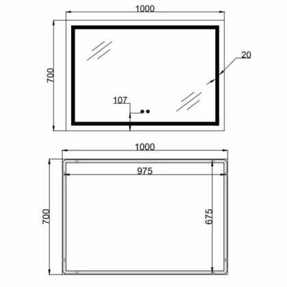 Дзеркало Qtap Mideya (MI1) 1000х700 з LED-підсвічуванням Touch, з антизапотіванням, димером, рег. яскравості QT2078NCF10070 — Photo 1