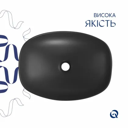 Раковина накладна Qtap Robin 500х380х140 мм, Anthracite, прямокутна, з донним клапаном QT04116302AN — Photo 3