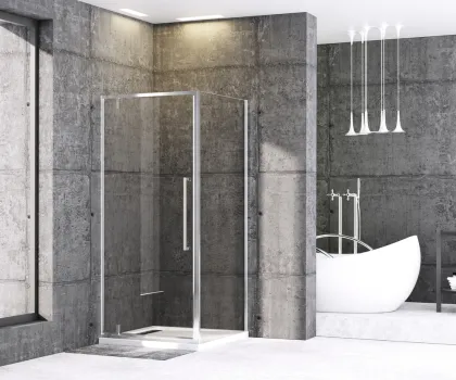 Душова кабіна без піддону Mixxus Premium BEVEL SC01-90x90x195-TR Chrome прозоре скло 6мм (MI6863) — Photo 2