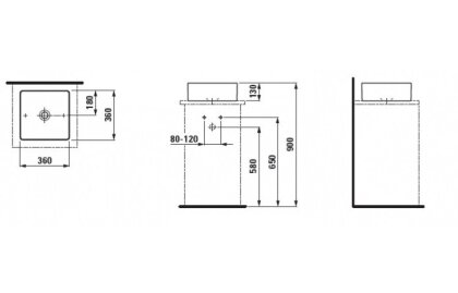 LIVING SQUARE раковина накладна 36*36см — Photo 1