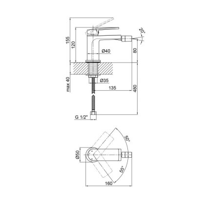 Змішувач для біде Qtap Kralovice QTKRL2029103C Chrome — Photo 1