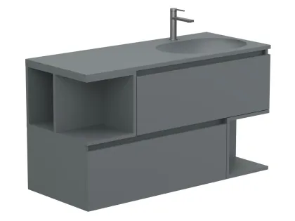 Тумба підвісна URBAN Сіра матова з умивальником NEW YORK 1200 R Miraggio