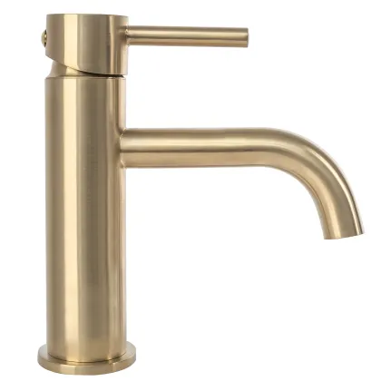 Змішувач для раковини (умивальника) REA LUNGO BRUSHED GOLD низький — Photo 1