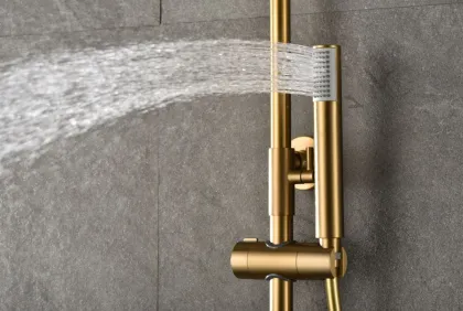IMEX MONZA BRUSHED GOLD Душова колона з термостатом TURN CLEAN, PVD матове золото — Photo 3
