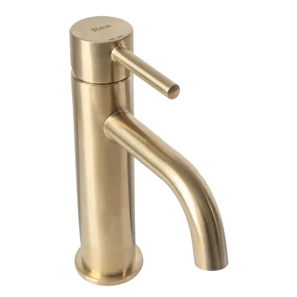Змішувач для раковини (умивальника) REA LUNGO BRUSHED GOLD низький — Photo 2