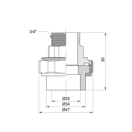 Згін &quot;Американка&quot; PPR Alfa Plast 25х3/4&quot; ЗР — Photo 1