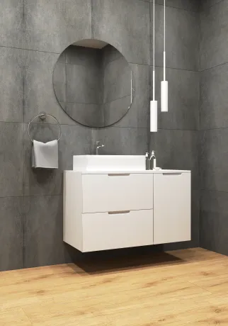 Тумба консольна біла на дві шухляди та корзину для білизни AQUA NEW — Photo 2