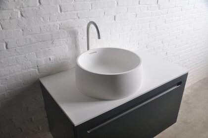 Умивальник 42*15см накладний кам&#039;яний круглий Solid surface — Photo 1