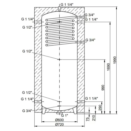Теплоакумулятор Thermo Alliance TAI-10 500 із теплообмінником 1,4 кв. м із ізоляцією 60 мм — Photo 1