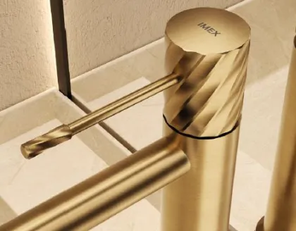 IMEX BLESS BRUSHED GOLD Змішувач для умивальника, PVD матове золото — Photo 5