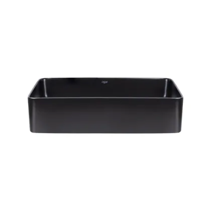 Комплект Qtap Tern: Раковина накладна прамокутна 500х350х145 мм Matt Black + Донний клапан PU03 — Photo 2