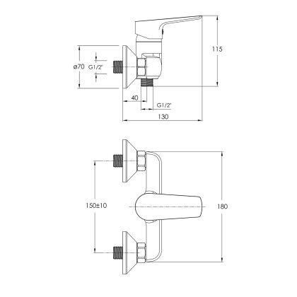 KIT 21082 набір змішувачів (3 в 1) змішувач для умивальника, змішувач для душу, душовий гарнітур — Photo 6