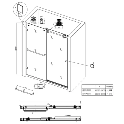 Двері в нішу Koer SR SD06-140x220-TR-01 прозоре скло Easy Clean 8мм, хром (KR5368) — Photo 1