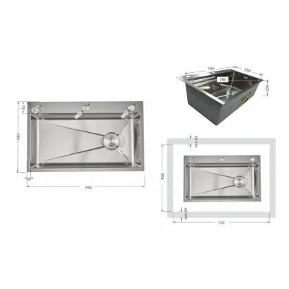Мийка для кухні інтегрована Lidz Handmade H7545 Brushed Steel 3,0/1,0 мм LDH7545BRU49457 — Photo 1