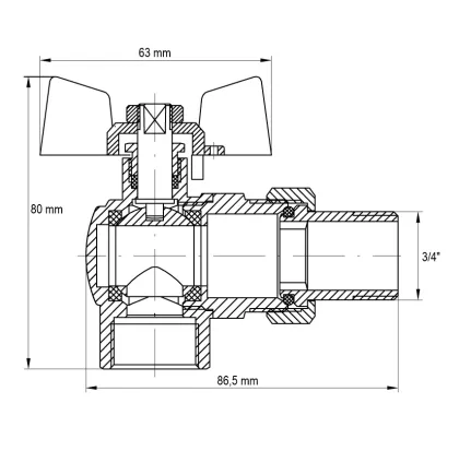 Кран з американкою 3/4" (Koer KR.228.W) кутовий білий (KR0100) — Photo 2