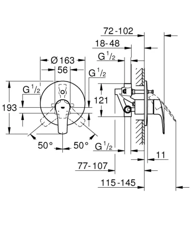 Змішувач прихованого монтажу на 2 споживача Grohe Eurosmart New (33305003) — Photo 3