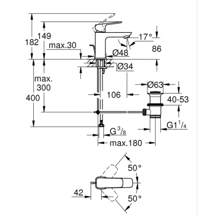 Одноважільний змішувач для раковини Grohe Cubeo S-розміру (1016942430) — Photo 2