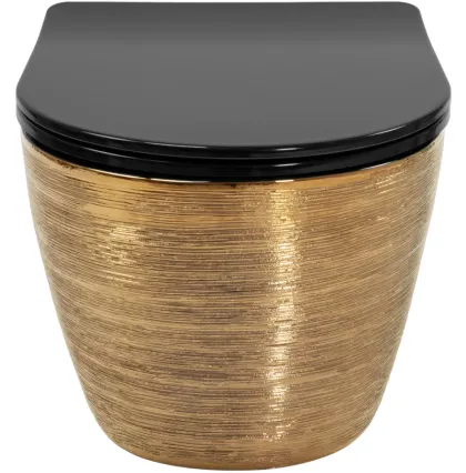 Підвісний унітаз REA CARLO FLAT BRUSHED GOLD BLACK золотий — Photo 1