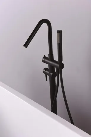 IMEX CORCEGA MATT BLACK Підлоговий змішувач для ванни, чорний матовий — Photo 4