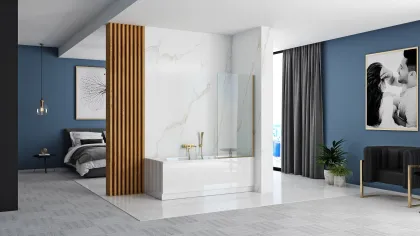 Шторка для ванни REA ELEGANT 80 GOLD постійна — Photo 3