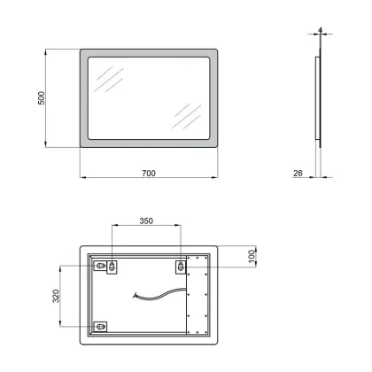Дзеркало Qtap Aquarius 500х700 з LED-підсвічуванням, Reverse QT217814198120W — Photo 1