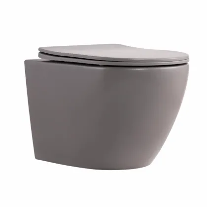 Унітаз підвісний Robin Ultra Quiet 490×365×325 мм, Stone Grey, з сидінням Slim Duroplast / Soft-close / Quick Release QT13332381АSSG Qtap
