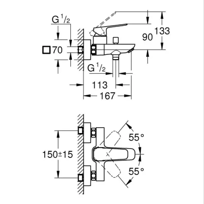 Набір для ванни 2в1 Grohe Tempesta Cube (BF101813TC) — Photo 1