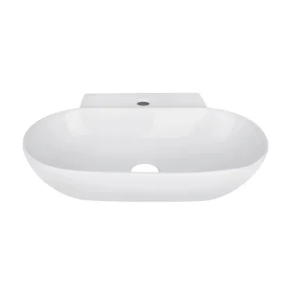 Комплект Qtap Cardinal: Раковина підвісна / накладна овальна 565х400х130 мм White + Донний клапан PU02 — Photo 2