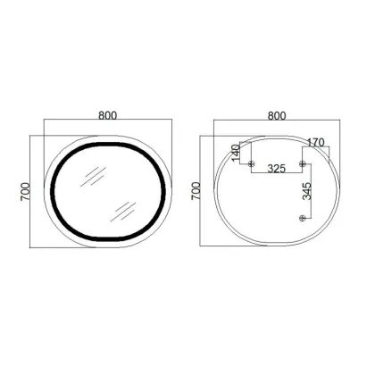 Дзеркало Qtap Gemini 800х700 з LED-підсвічуванням Touch, з антизапотіванням, з димером, рег. темп. кольору (3000-6500K) Reverse QT2578R8070 — Photo 1