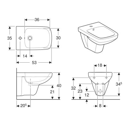 Біде підвісне GEBERIT SELNOVA SQUARE 500.271.01.1 — Photo 1