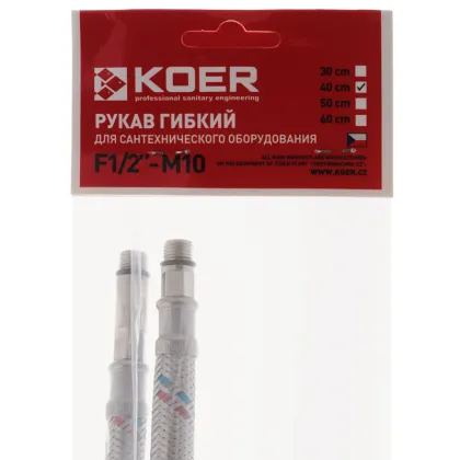 Гнучкі шланги для змішувача гайка 1/2'' - Штуцер M10 (40 см) 2 шт Koer — Photo 1