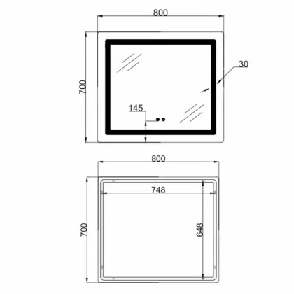 Дзеркало Lidz Kubis 700х800 з LED-підсвічуванням Touch, з антизапотіванням, з димером, рег. яскравості LD78LF9047080 — Photo 1