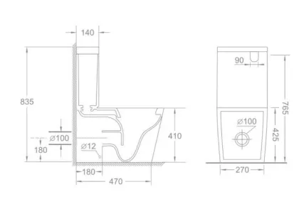 Чаша унітазу-компакту Mixxus Bevel-0403-T3 Bowl 640х360х835 Tornado 3.0 без сидіння (MI8349) — Photo 2